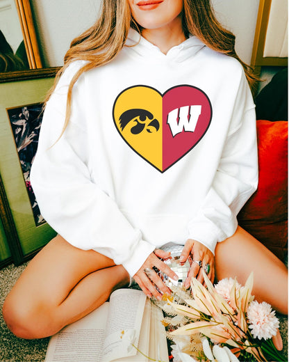 Split Heart Logos Hooded Sweatshirt - Tailgate Vibes