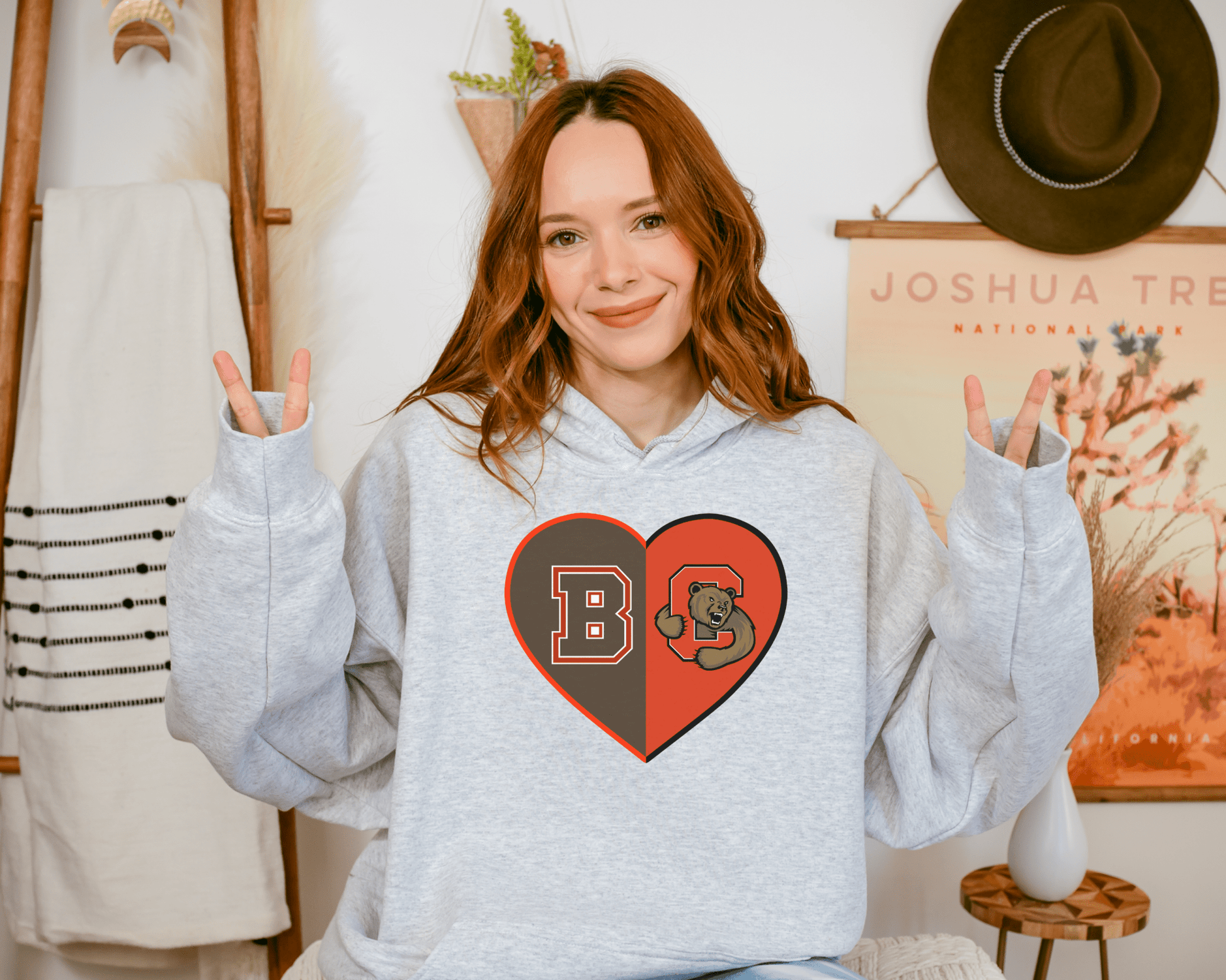 Split Heart Logos Hooded Sweatshirt - Tailgate Vibes