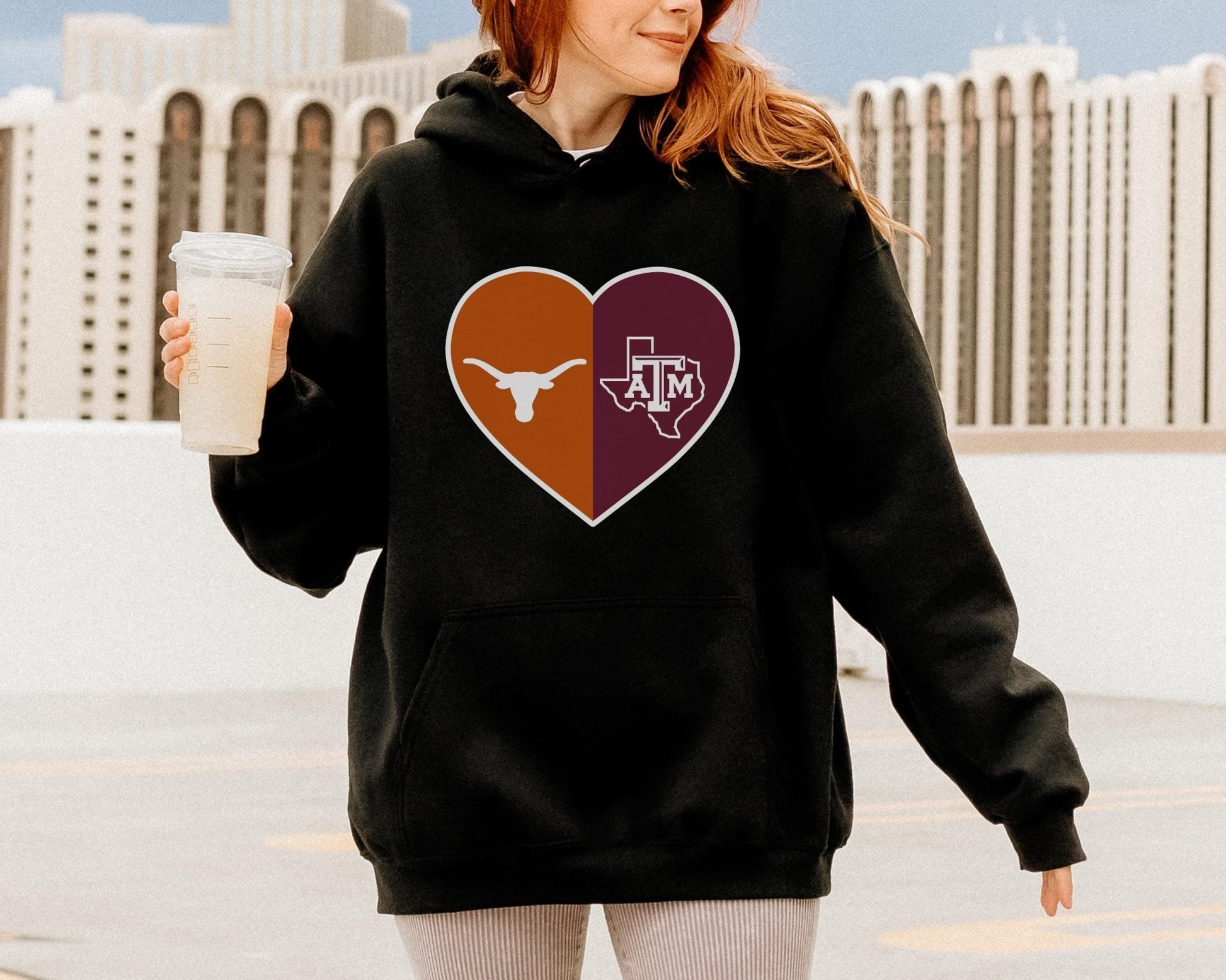 Split Heart Logos Hooded Sweatshirt - Tailgate Vibes