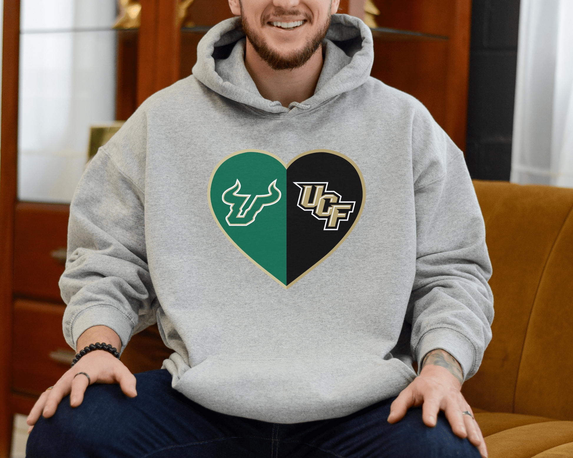 Split Heart Logos Hooded Sweatshirt - Tailgate Vibes